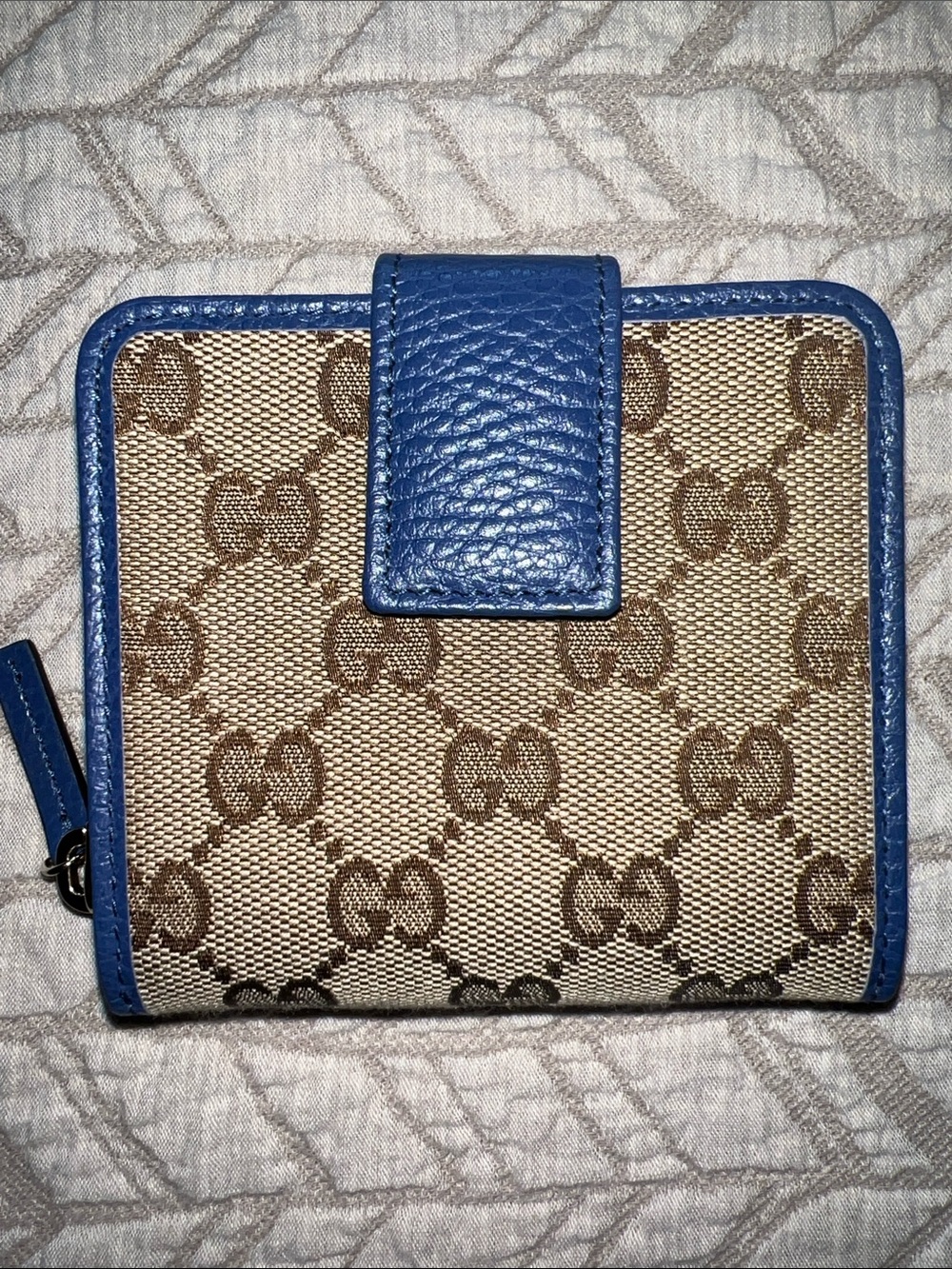GUCCI Monogram Calfskin Zip Around French Flap Wallet. New